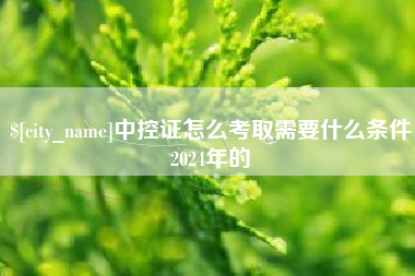 高唐中控证怎么考取需要什么条件2024年的